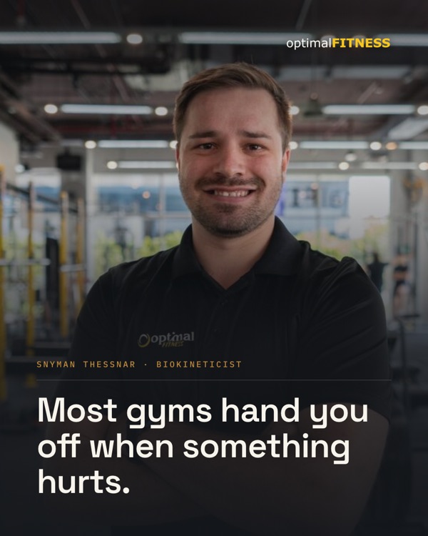 The Clinic sits in the same building as the studio floor — seventeen clinical disciplines, thirteen specialists. So training around an old knee, a spinal issue or a surgery isn't something we work around. It's built in from the first session.